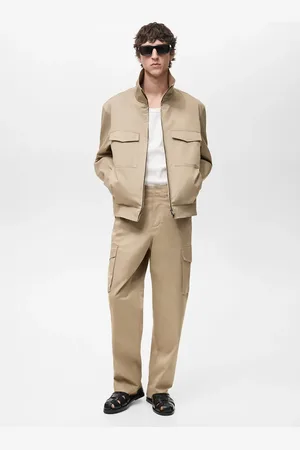 MANGO Spodnie cargo relaxed fit średni brązowy