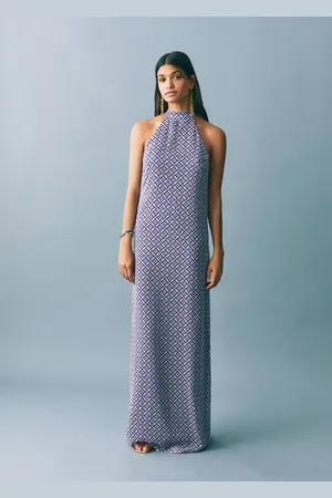 MANGO Sukienka z dekoltem halter i nadrukiem