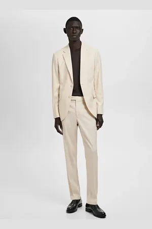 MANGO Spodnie garniturowe Milan slim fit kremowy / écru