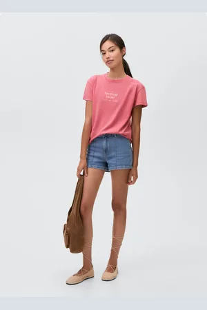 MANGO Bawełniany wzorzysty t-shirt