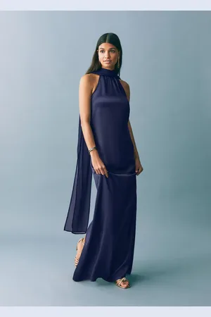 MANGO Satynowa sukienka z dekoltem halter