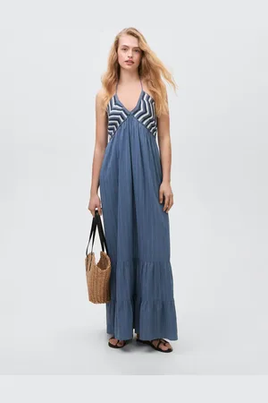 MANGO Sukienka maxi z szydełkowym panelem