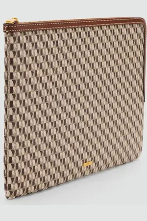 MANGO Etui na laptopa z logo średni brązowy
