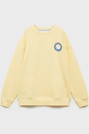 MANGO Bawełniana bluza ze wzorem żółty
