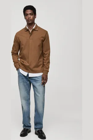MANGO Bluza w stylu polo z 100% bawełny średni brązowy