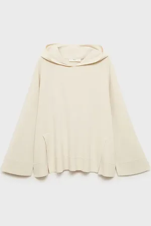 MANGO Bluza z kapturem z prążkowanej dzianiny jasny / pastelowy szary