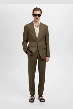 MANGO Spodnie garniturowe Amalfi slim fit z 100% lnu