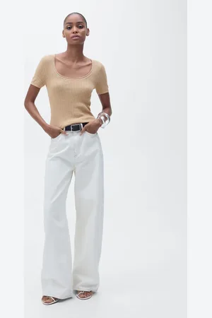 MANGO Sweter z dzianiny z mieszanki lnu średni brązowy