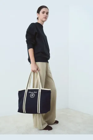 MANGO Torba shopper z haftowanym napisem