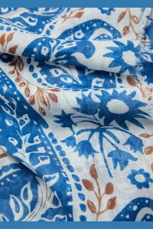 MANGO Chustka z mieszanki lnu ze wzorem paisley