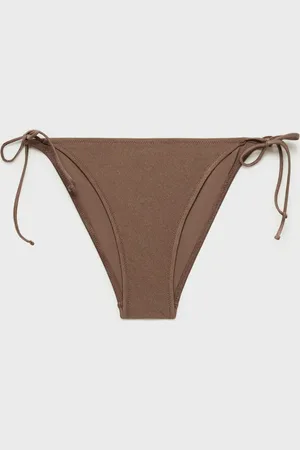 MANGO Majtki bikini z błyszczącym wykończeniem średni brązowy