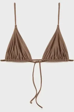 MANGO Góra od bikini z błyszczącym wykończeniem średni brązowy