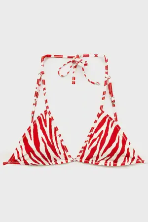 MANGO Góra od bikini z trójkątnymi miseczkami w zebrę
