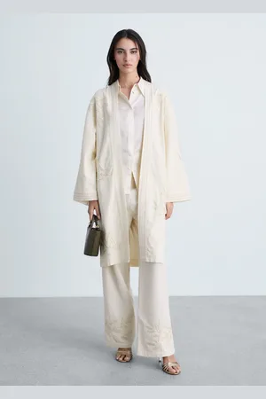 MANGO Haftowany kaftan bawełniany