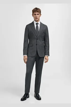 MANGO Marynarka garniturowa slim fit z 100% wełny dziewiczej w kratę księcia Walii