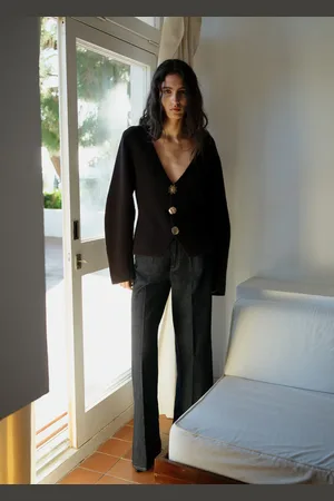 MANGO Dżinsy wideleg z wysokim stanem rinse wash