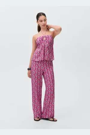 MANGO Top z dekoltem halter i nadrukiem