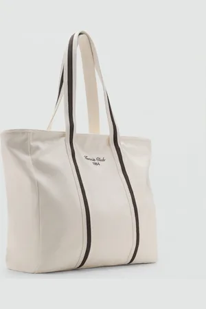MANGO Torebka tote z bawełnianej kanwy