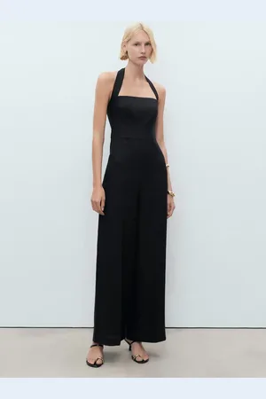 MANGO Lniany kombinezon halter