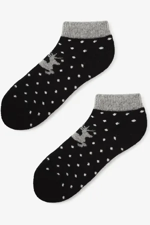 Marilyn Niskie ciepłe skarpetki damskie w kropki Angora Footies Terry X49