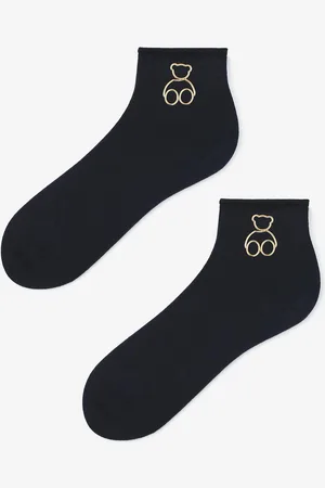 Marilyn Bawełniane skarpetki damskie ze złotym misiem Cotton Golden Teddy