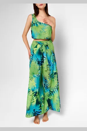 POUPEE Top damski plażowy asymetryczny w tropikalny print Cuban Night Marilyn