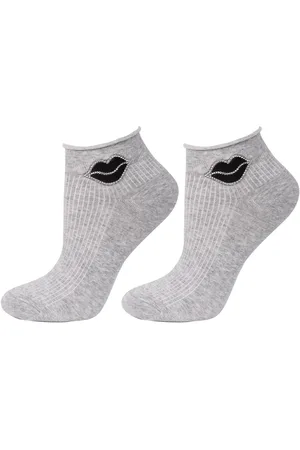 Marilyn Niskie Skarpetki Damskie z Ustami Footies Dark Kiss S34