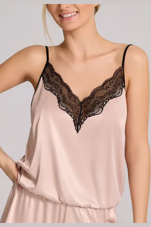 POUPEE Komplet nocny damski satynowy w kolorze jasnego Cappuccino