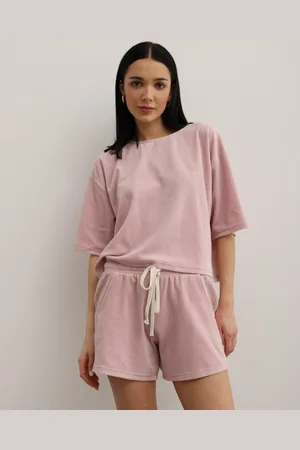 Marsala Luźny welurowy top w kolorze DUSTY PINK