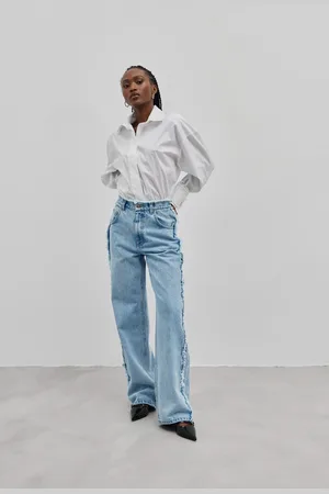 Marsala Spodnie jeansowe z poszarpanymi szwami w kolorze DENIM BLUE