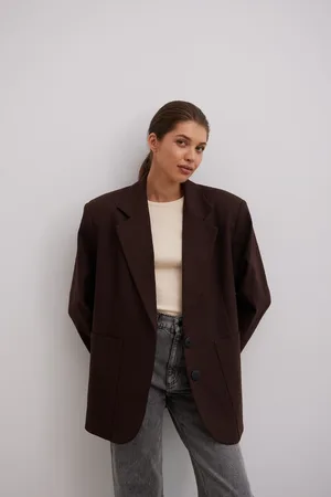 Marsala Marynarka typu oversize z lnem w kolorze INTENSE BROWN