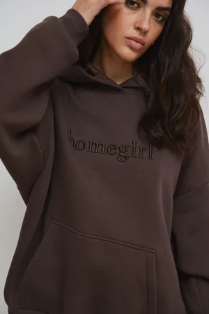Marsala Bluza typu oversize z HAFTEM w kolorze BROWN