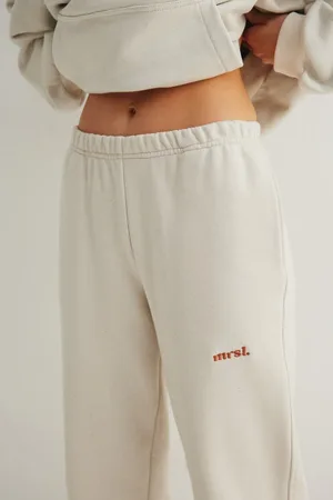 Marsala Spodnie typu jogger z HAFTEM w kolorze IVORY