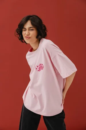 Marsala T-shirt z NADRUKIEM w kolorze PINK