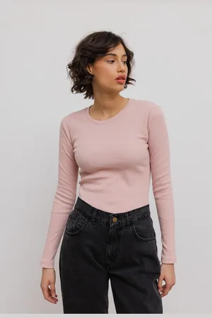 Marsala Dopasowany top z długim rękawem w kolorze DUSTY PINK