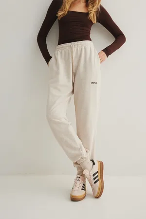Marsala Spodnie typu jogger w kolorze LATTE MELANGE