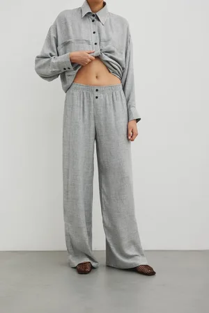 Marsala Spodnie z szerokimi nogawkami w kolorze LIGHT GREY- NASS