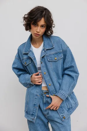 Marsala Kurtka jeansowa oversize w kolorze BLUE
