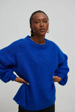 Marsala Sweter oversize z bufiastym rękawem SAPPHIRE