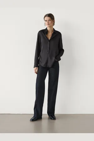 Massimo Dutti Satynowa Koszula Z Długim Rękawem I Rozcięciami