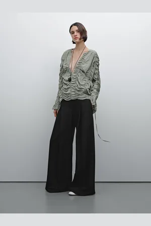 Massimo Dutti Luźna Bluzka Z Marszczeniem