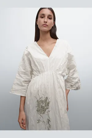 Massimo Dutti Sukienka Z Tkaniny W Kwiaty
