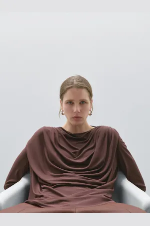 Massimo Dutti Długi Top Z Drapowaniem − Studio