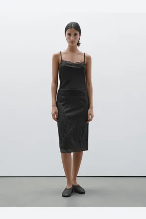 Massimo Dutti Dwuwarstwowa Spódnica Z Tkaniny Z Fakturą