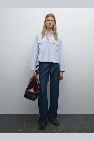 Massimo Dutti Krótka Koszula Ze 100% Bawełny Z Kieszeniami