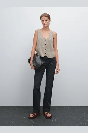 Massimo Dutti Krótka Dzianinowa Kamizelka Z Mieszanki Bawełny