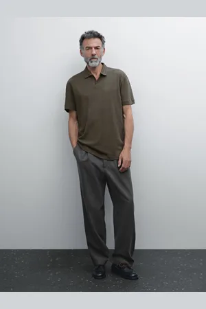 Massimo Dutti Koszulka Polo Z Mieszanki Lnu Z Krótkim Rękawem