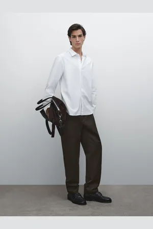 Massimo Dutti Koszula Regular Fit Z Fakturą I Nadrukiem W Drobną Kratkę