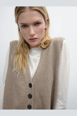 Massimo Dutti Dzianinowa Kamizelka Z Mieszanki Wełny