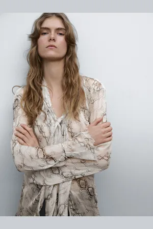 Massimo Dutti Luźna Koszula W Zwierzęcy Wzór Z Szalikiem